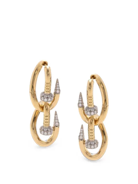 David Webb pendientes Double Bent Nail con diamantes