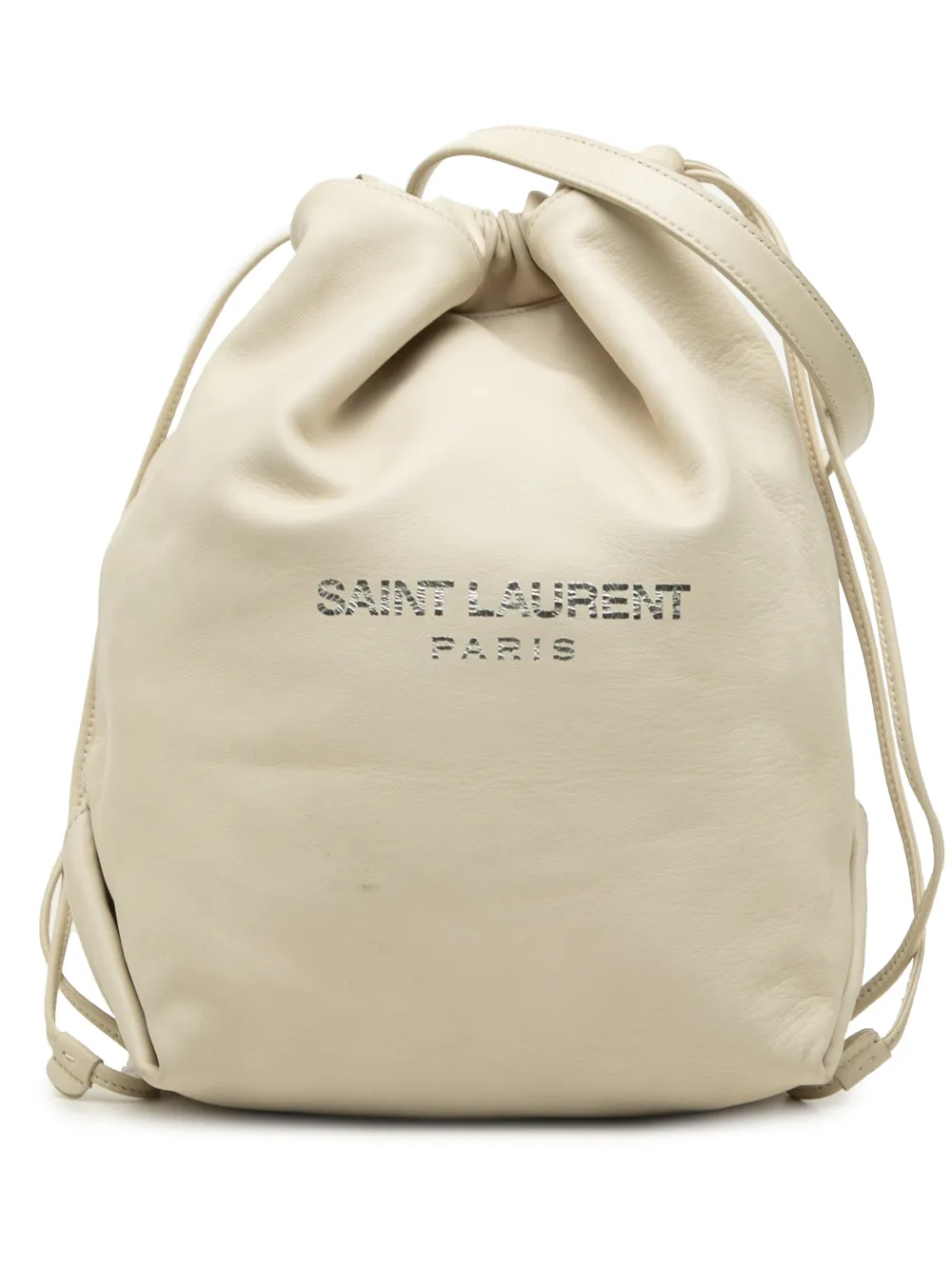 Saint Laurent Pre-Owned 2018 Lambskin Teddy Drawstring bucket bag - Bianco