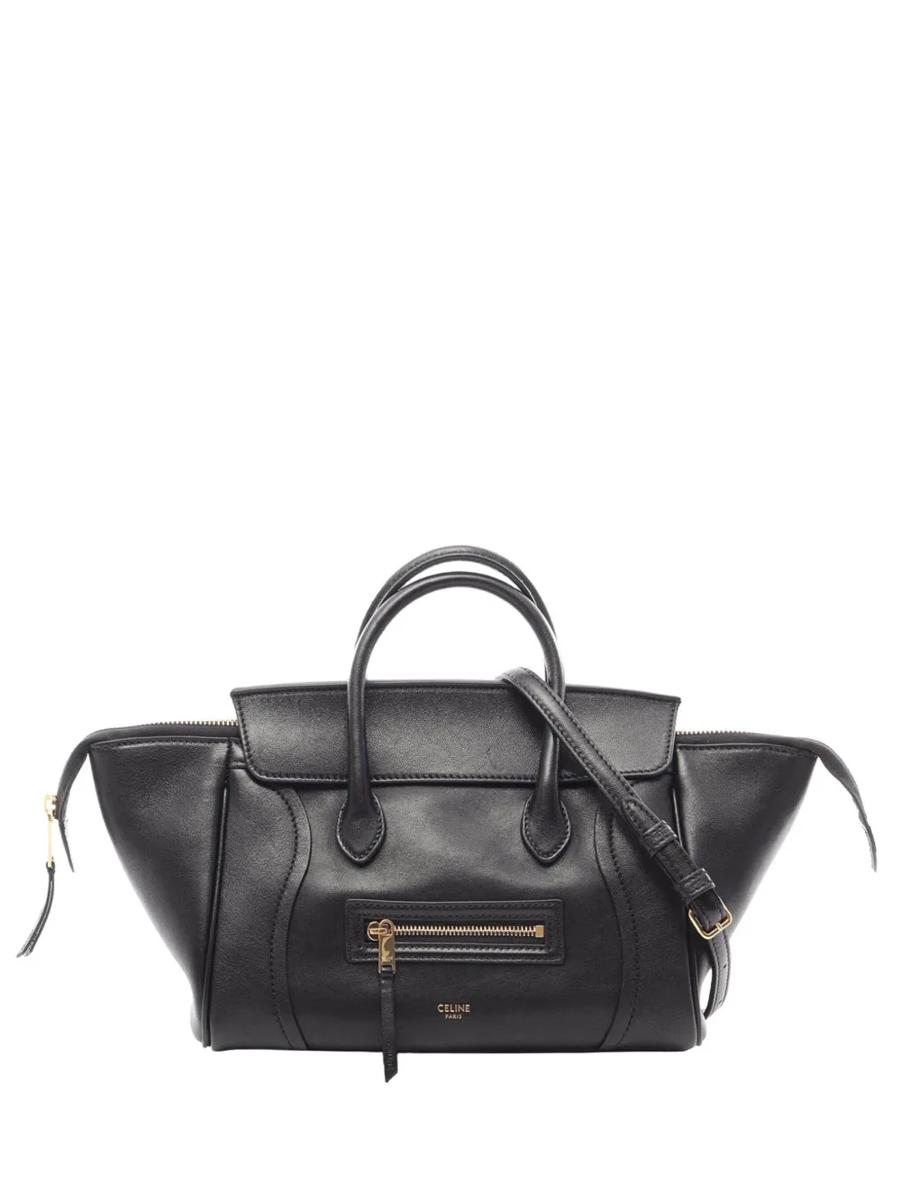 Celine Pre-Owned Borsa a tracolla piccola in pelle di vitello con manico 2010-2026 - Nero