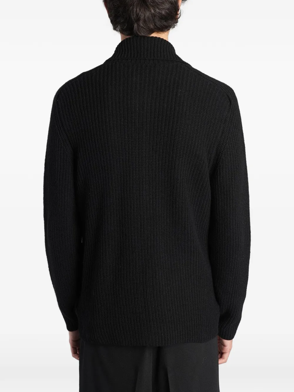 Tagliatore Dundret ribbed-knit zip-up sweater Zwart