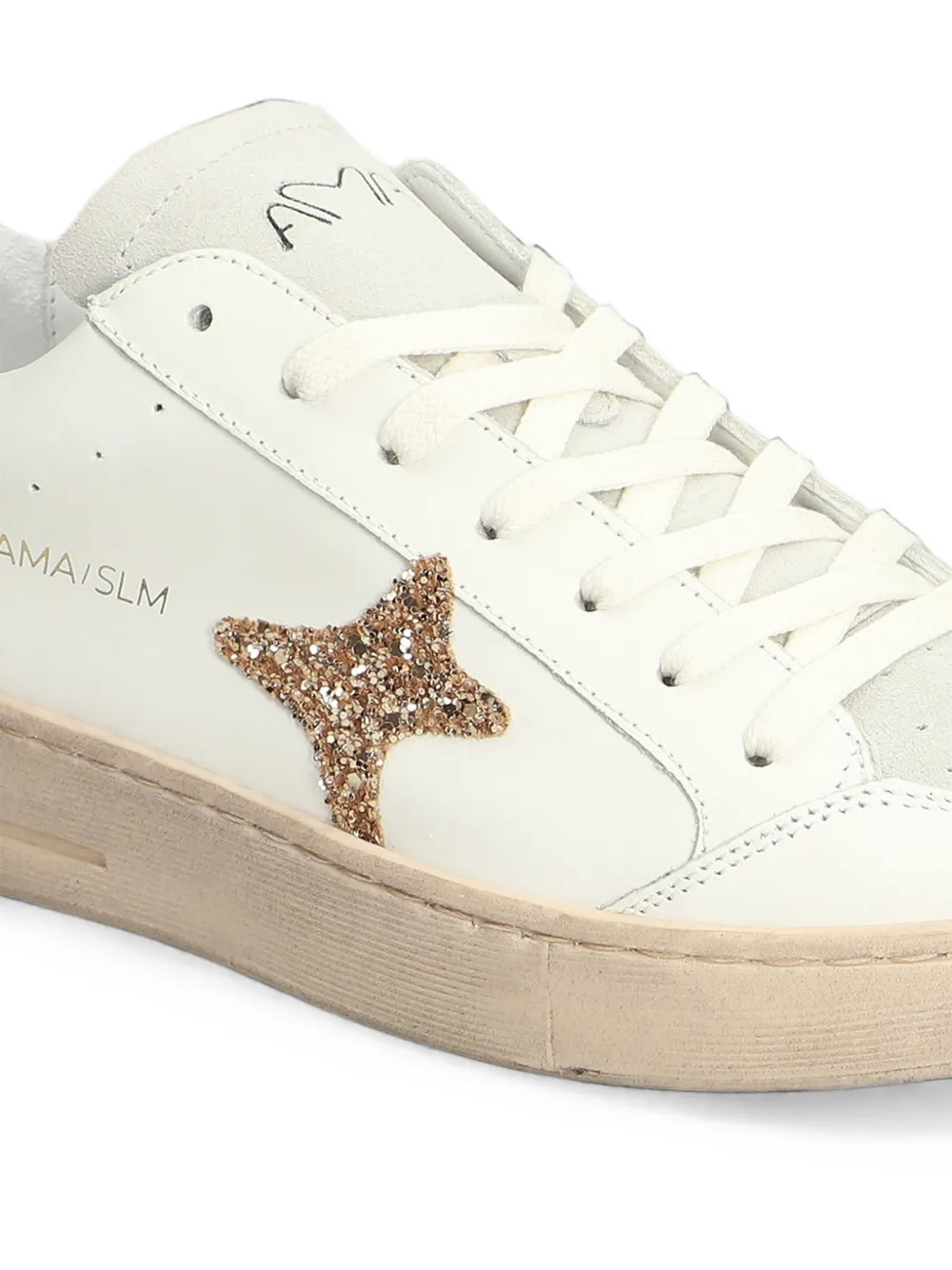 Ama Brand glitter-patch metallic-trim sneakers Wit