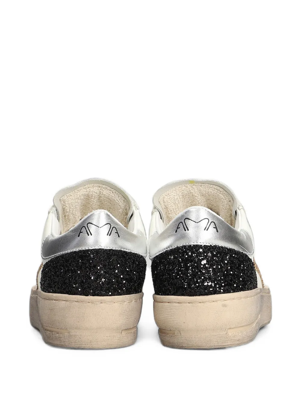 Ama Brand glitter-patch metallic-trim sneakers Wit