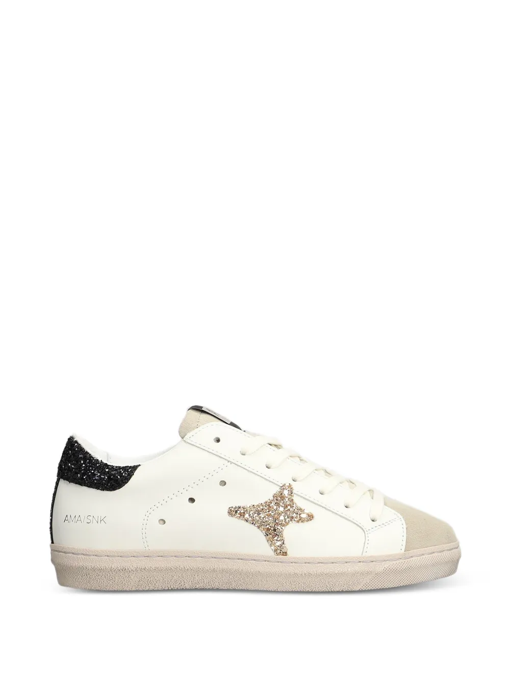 Ama Brand glitter-embellished star-patch sneakers