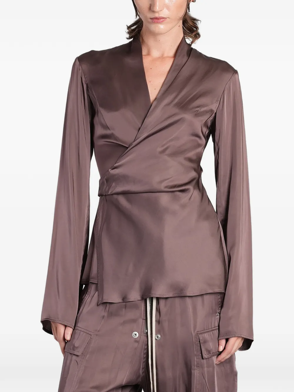 Rick Owens wrap-style long-sleeve blouse