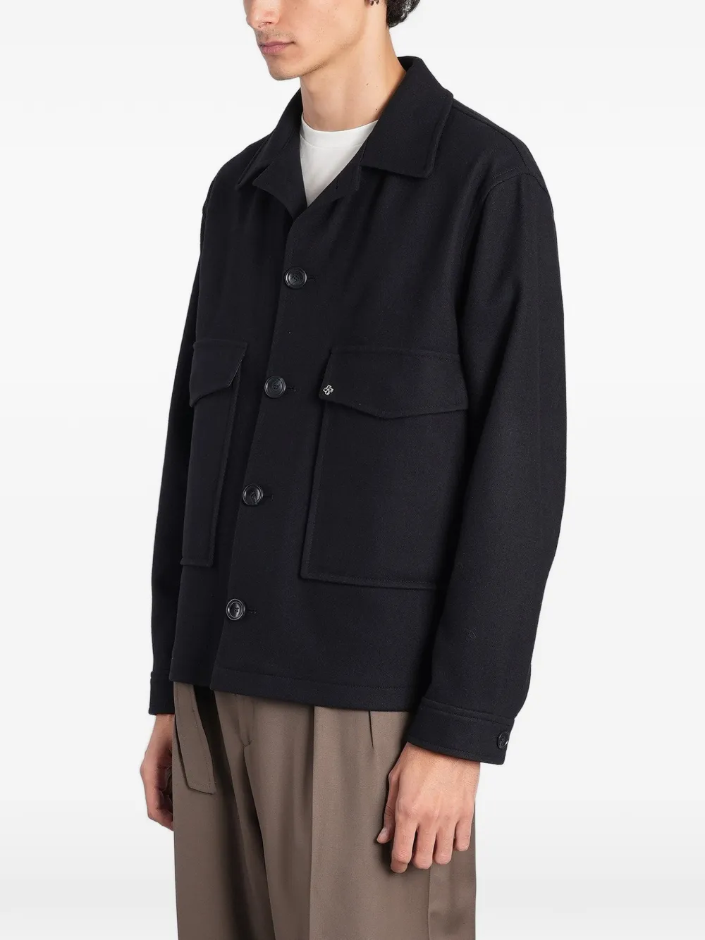 Tagliatore button-up patch-pocket jacket Blauw