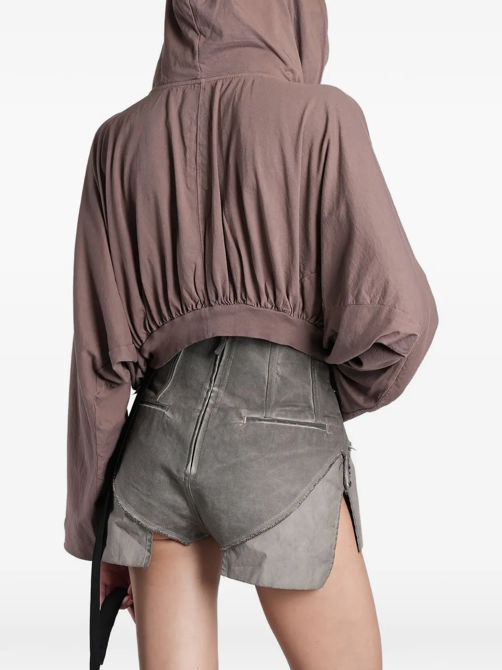 Rick Owens DRKSHDW Gesmockte cropped hoodie Paars