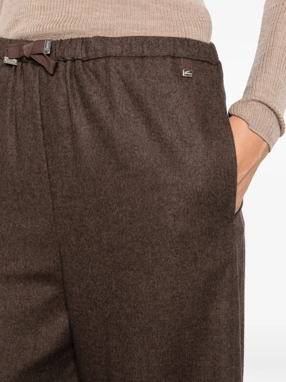 Herno Broek met wijde pijpen en gemêleerd effect Bruin