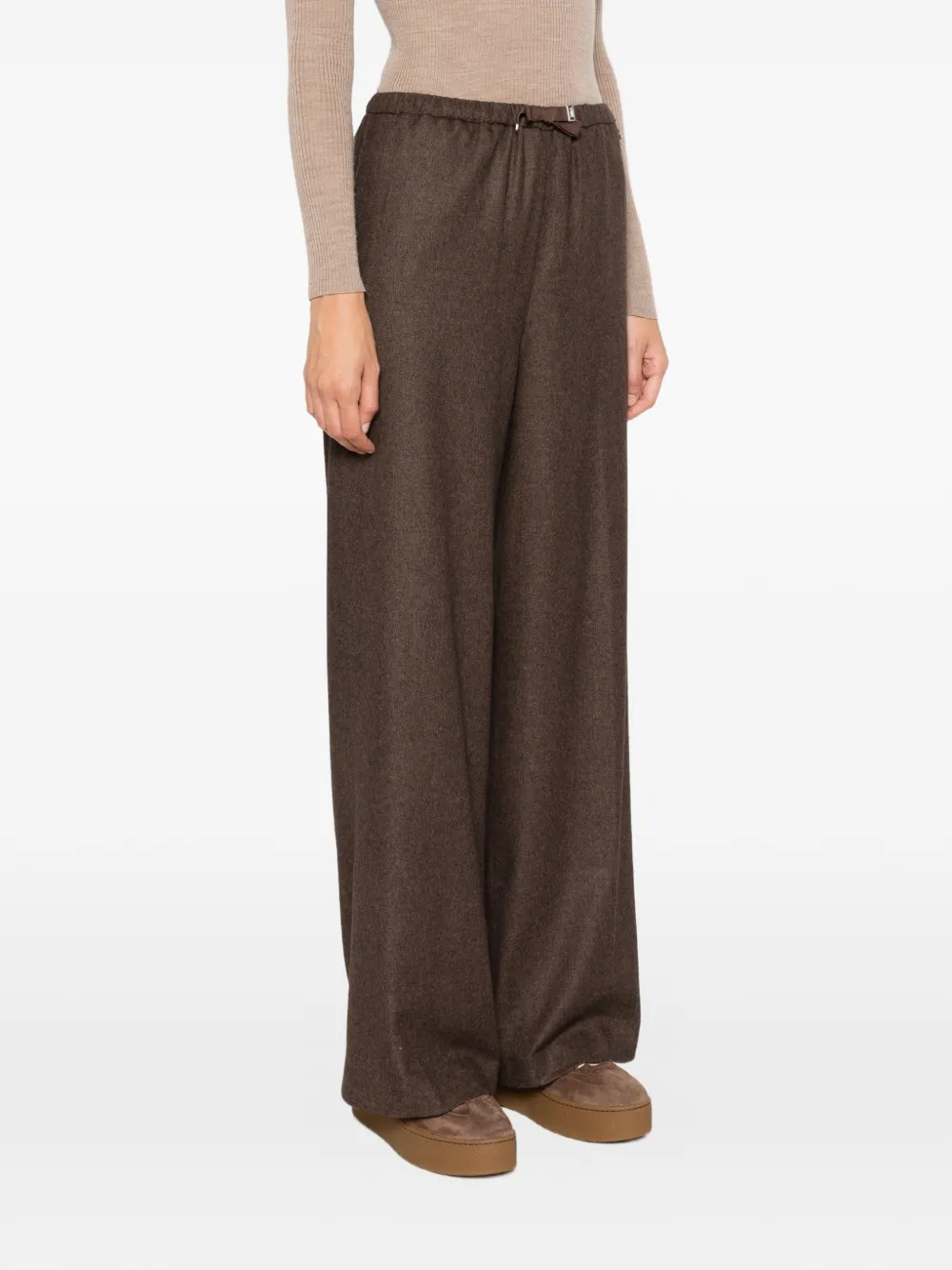 Herno Broek met wijde pijpen en gemêleerd effect Bruin