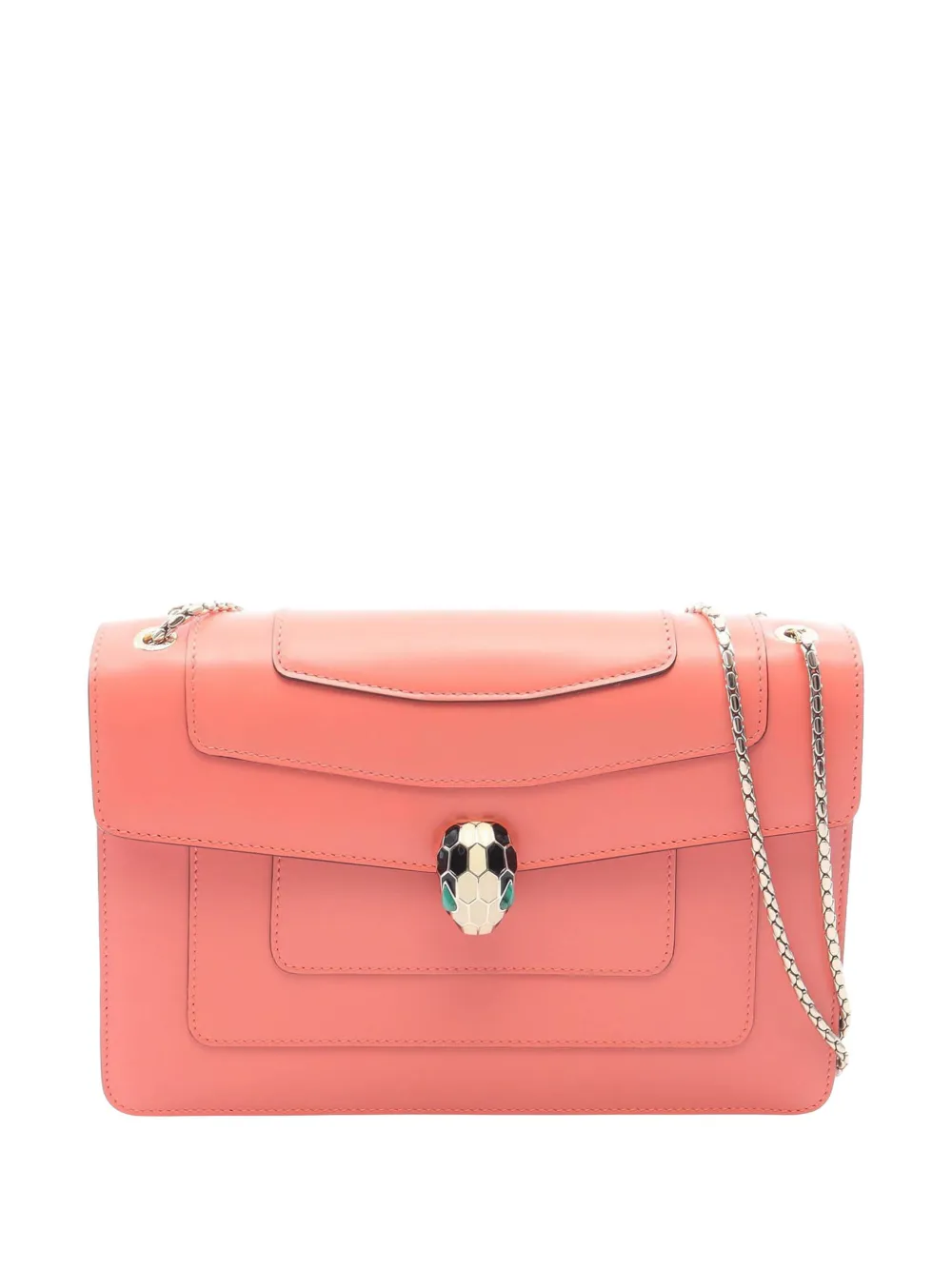 Pre-owned Bvlgari 2010-2026 Calfskin Serpenti Forever Crossbody Bag In Orange