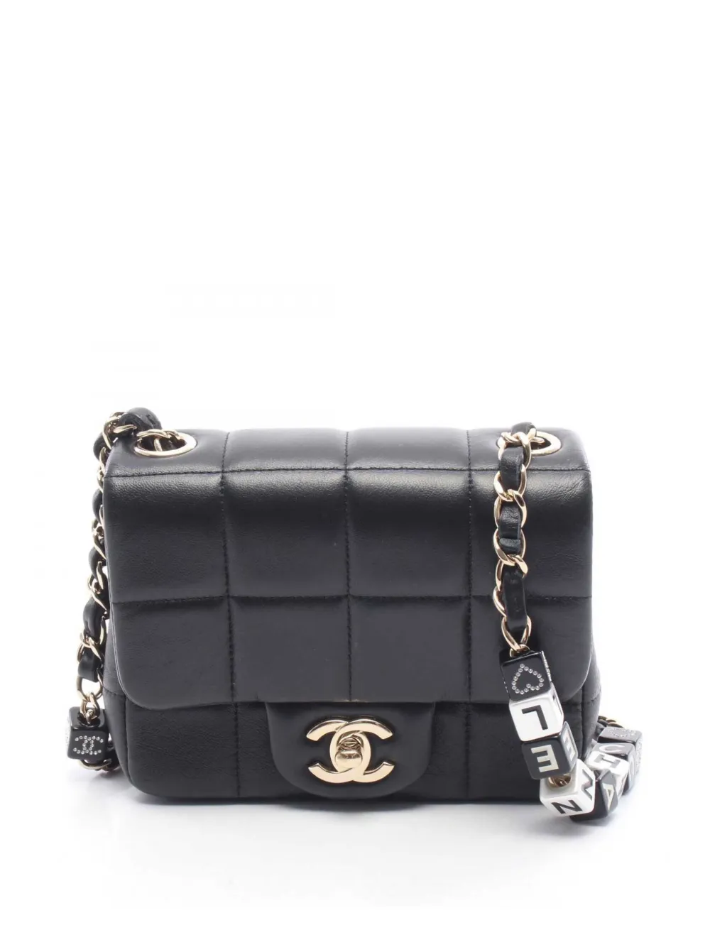 CHANEL Pre-Owned 2021-2026 Mini Quilted Lambskin Resin Crystal Square Monacoco Flap crossbody bag - Nero