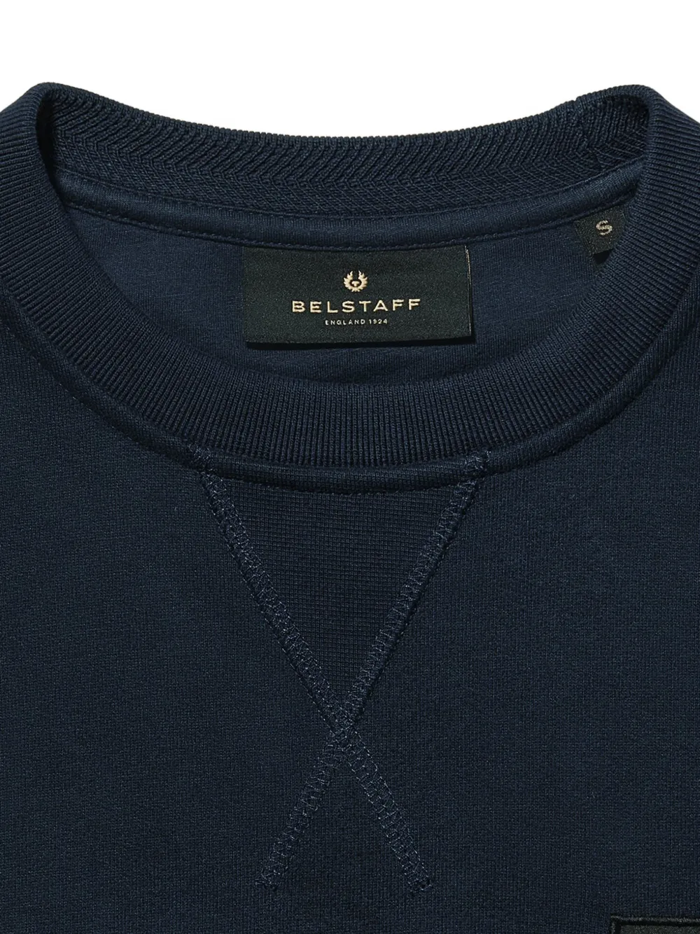 Belstaff Sweater met V-stiksel en logo-patch Blauw
