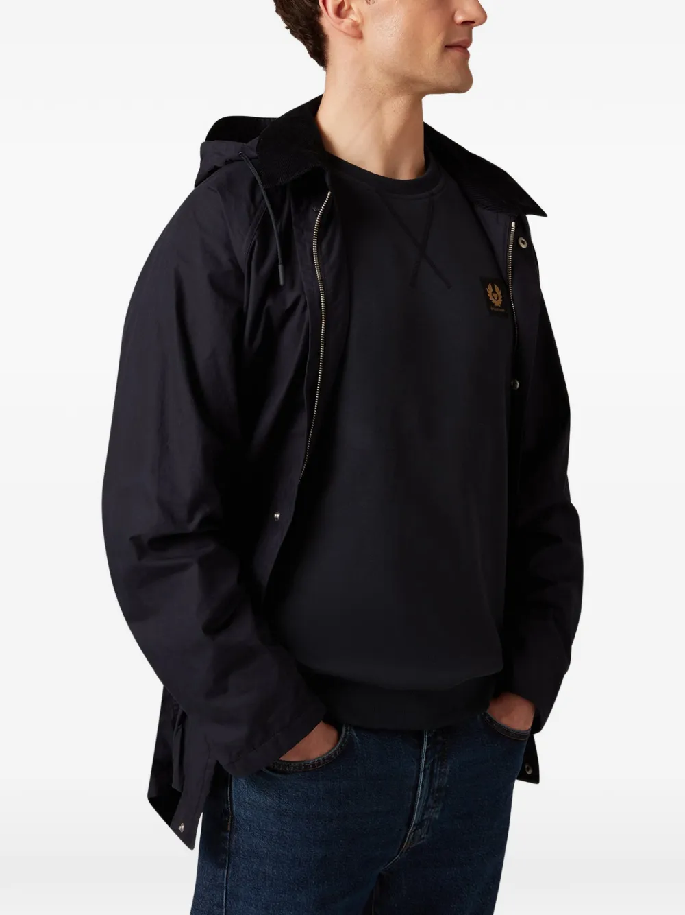 Belstaff Sweater met V-stiksel en logo-patch Blauw