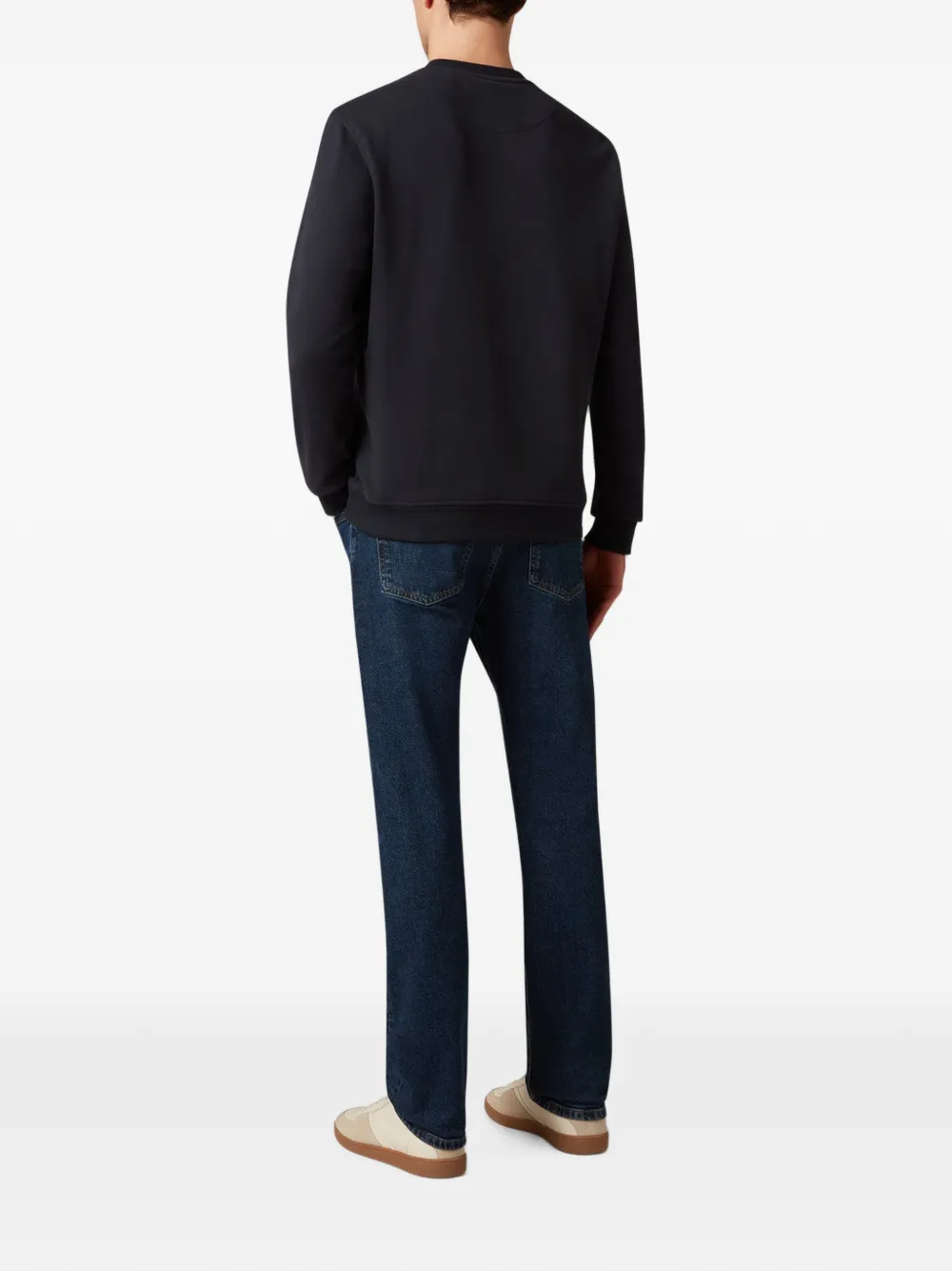 Belstaff Sweater met V-stiksel en logo-patch Blauw