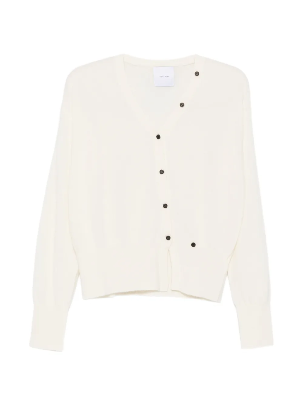 IVORY PARIS Hora asymmetric-fastening V-neck sweater · One Size