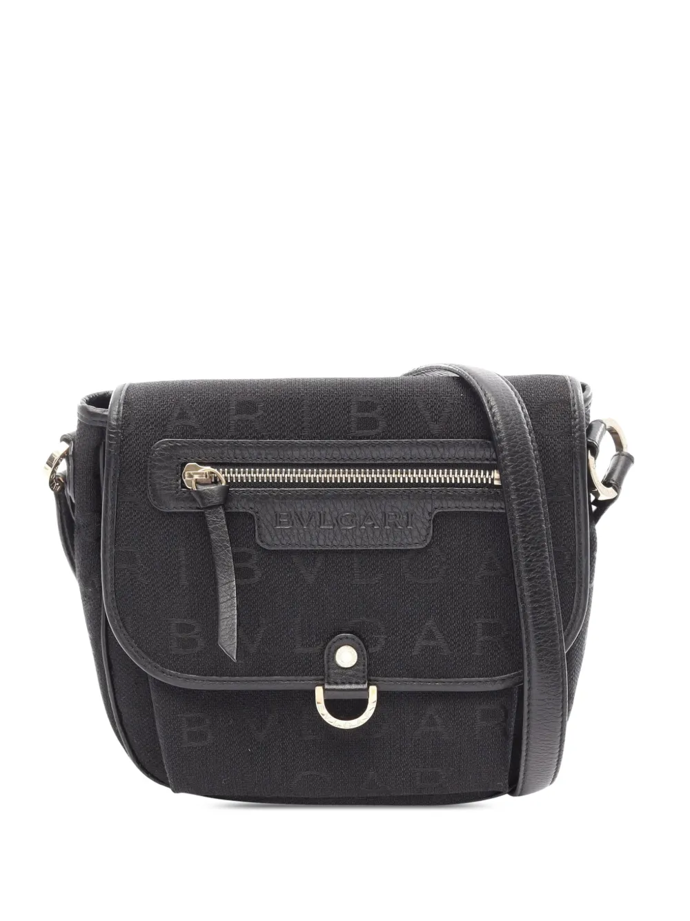 Pre-owned Bvlgari 2010-2026 Logomania Canvas Crossbody Bag In Black