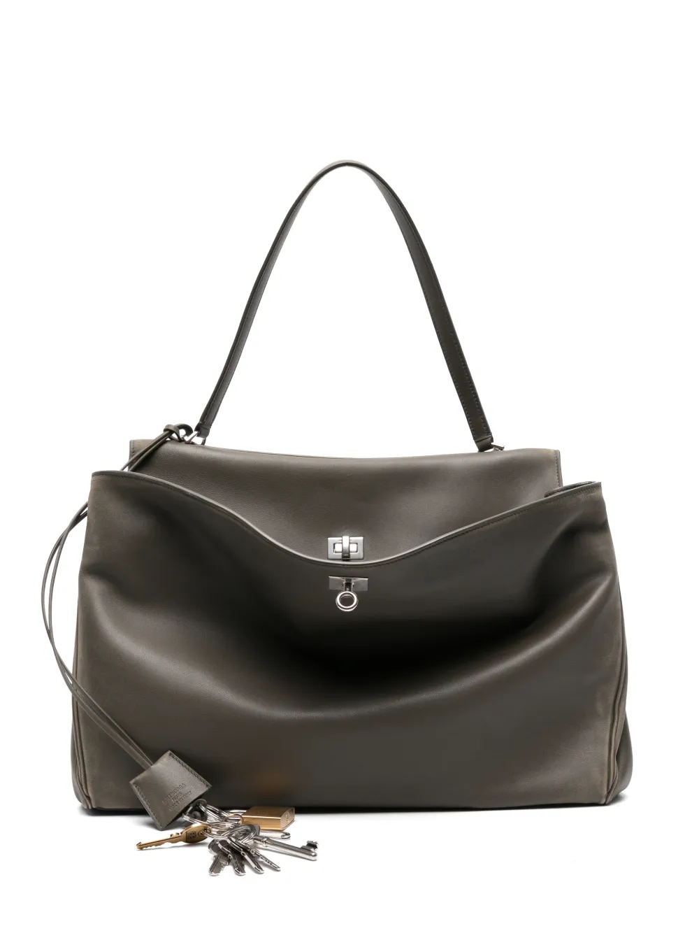 Balenciaga Rodeo handbag large with charms kaki Groen