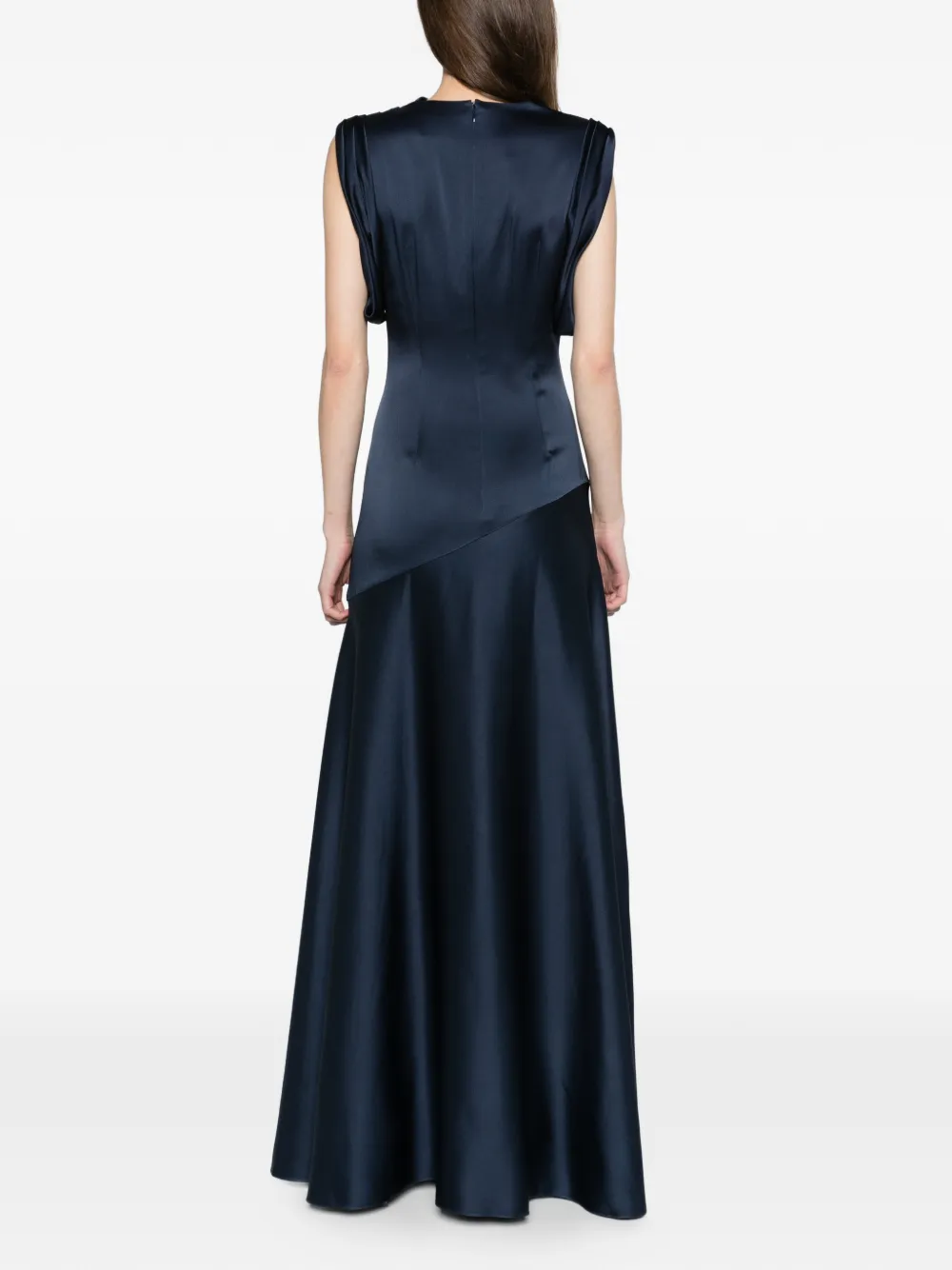 ERDEM embellished satin draped gown Blauw