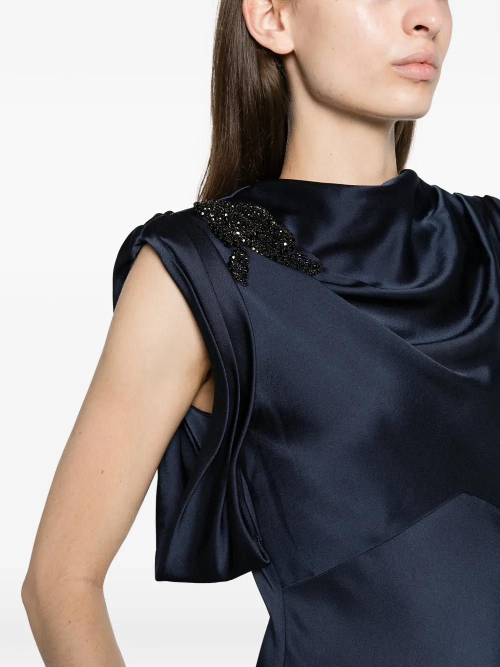 ERDEM embellished satin draped gown Blauw