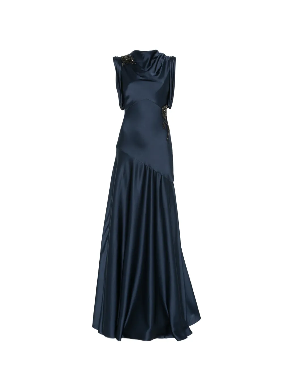 ERDEM embellished satin draped gown Blauw