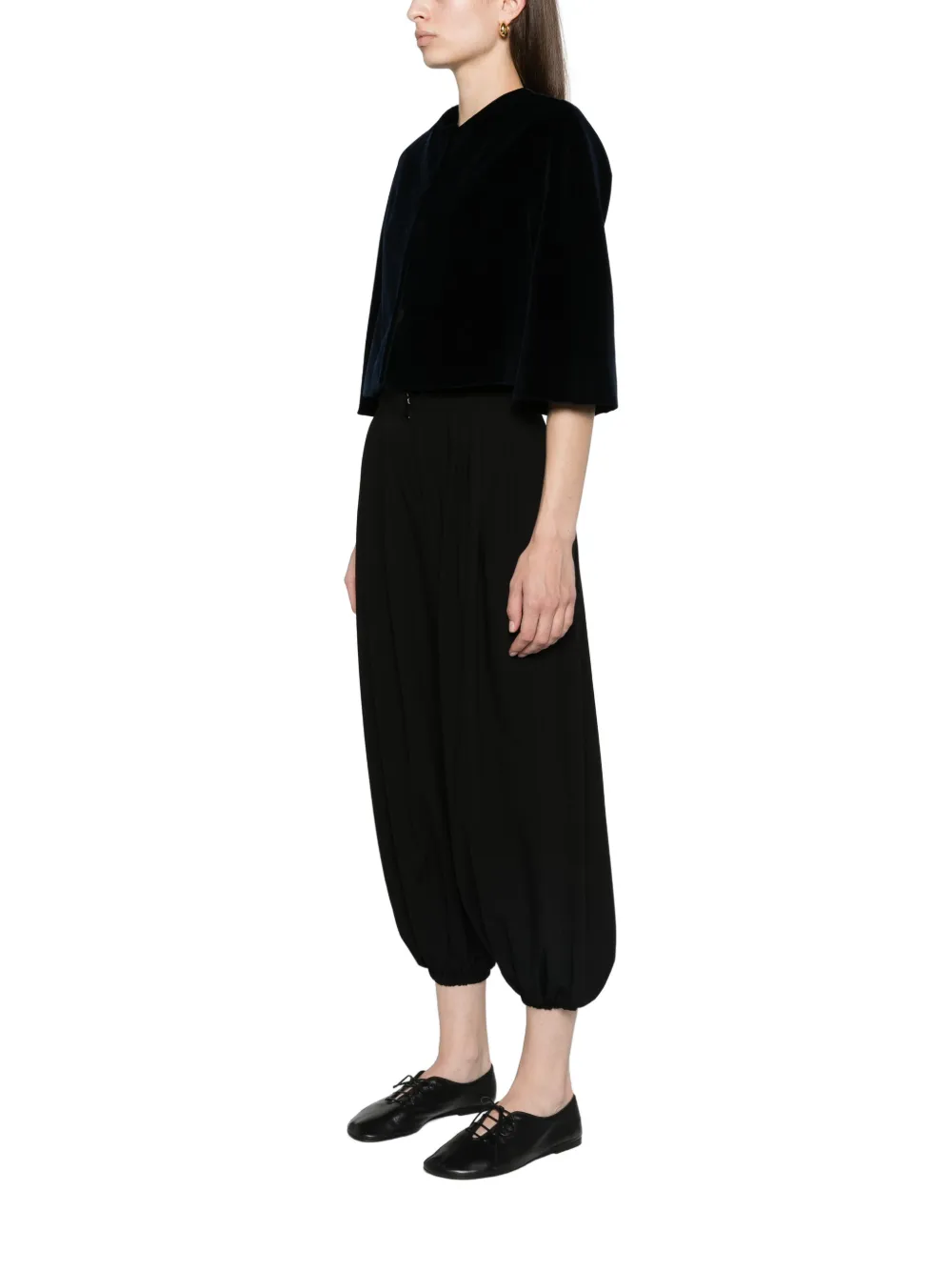 ERDEM embellished velvet cropped evening jacket Zwart