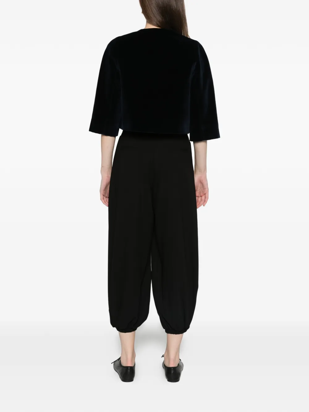 ERDEM embellished velvet cropped evening jacket Zwart
