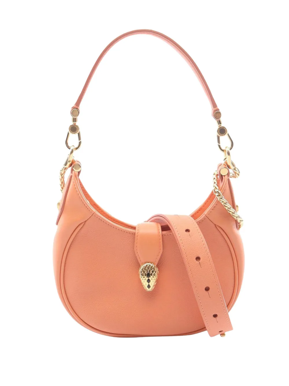 Pre-owned Bvlgari 2021-2026 Small Leather Serpenti Ellipse Satchel In Orange
