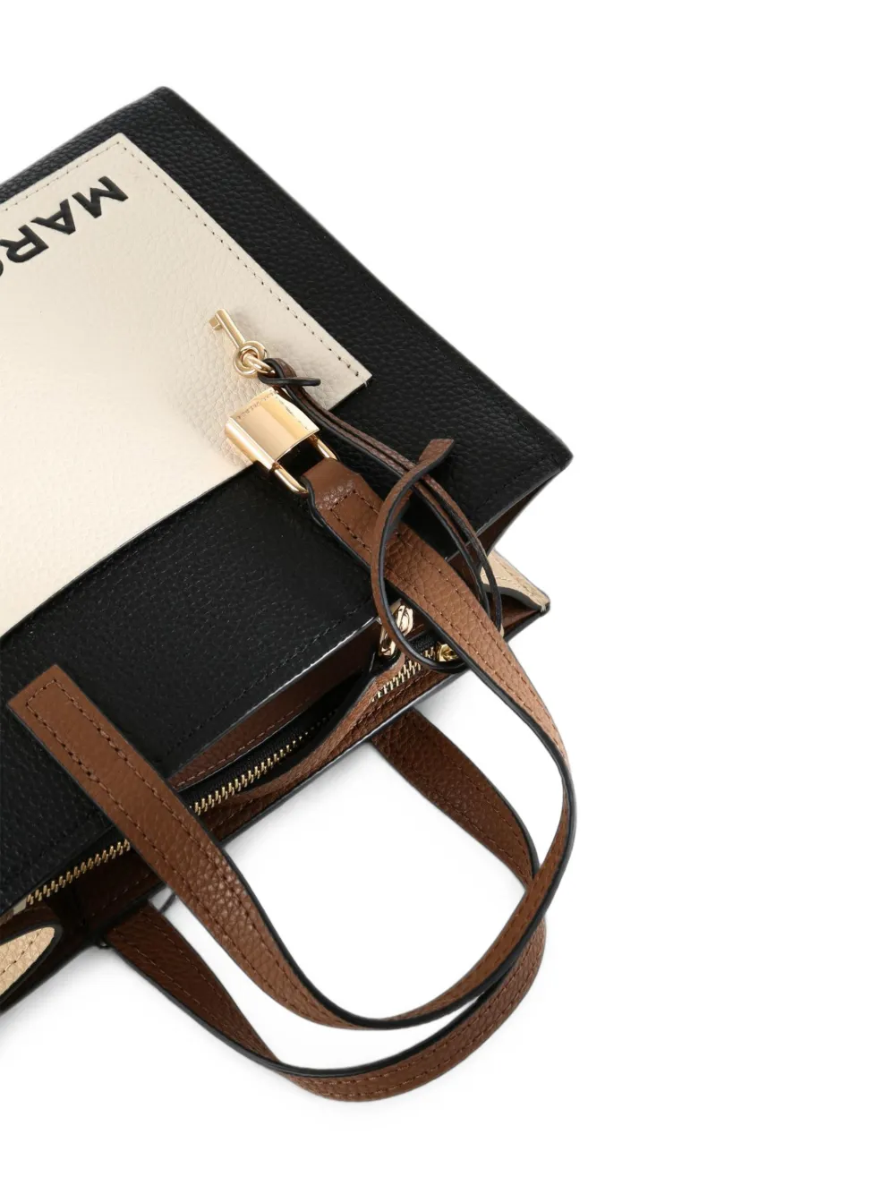 Marc Jacobs Leren shopper met logoprint Zwart