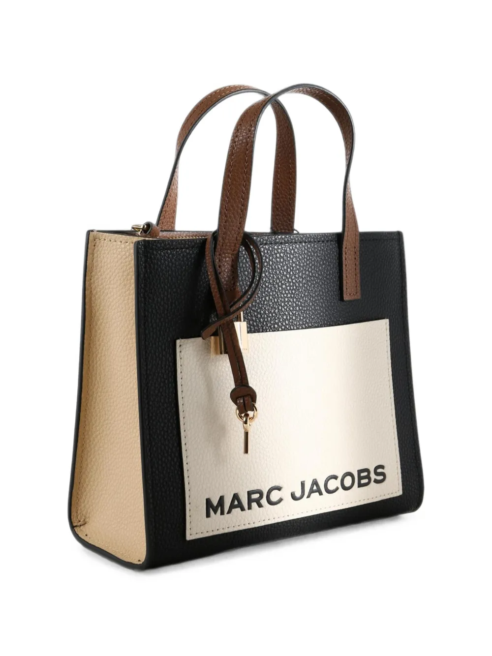 Marc Jacobs Leren shopper met logoprint Zwart