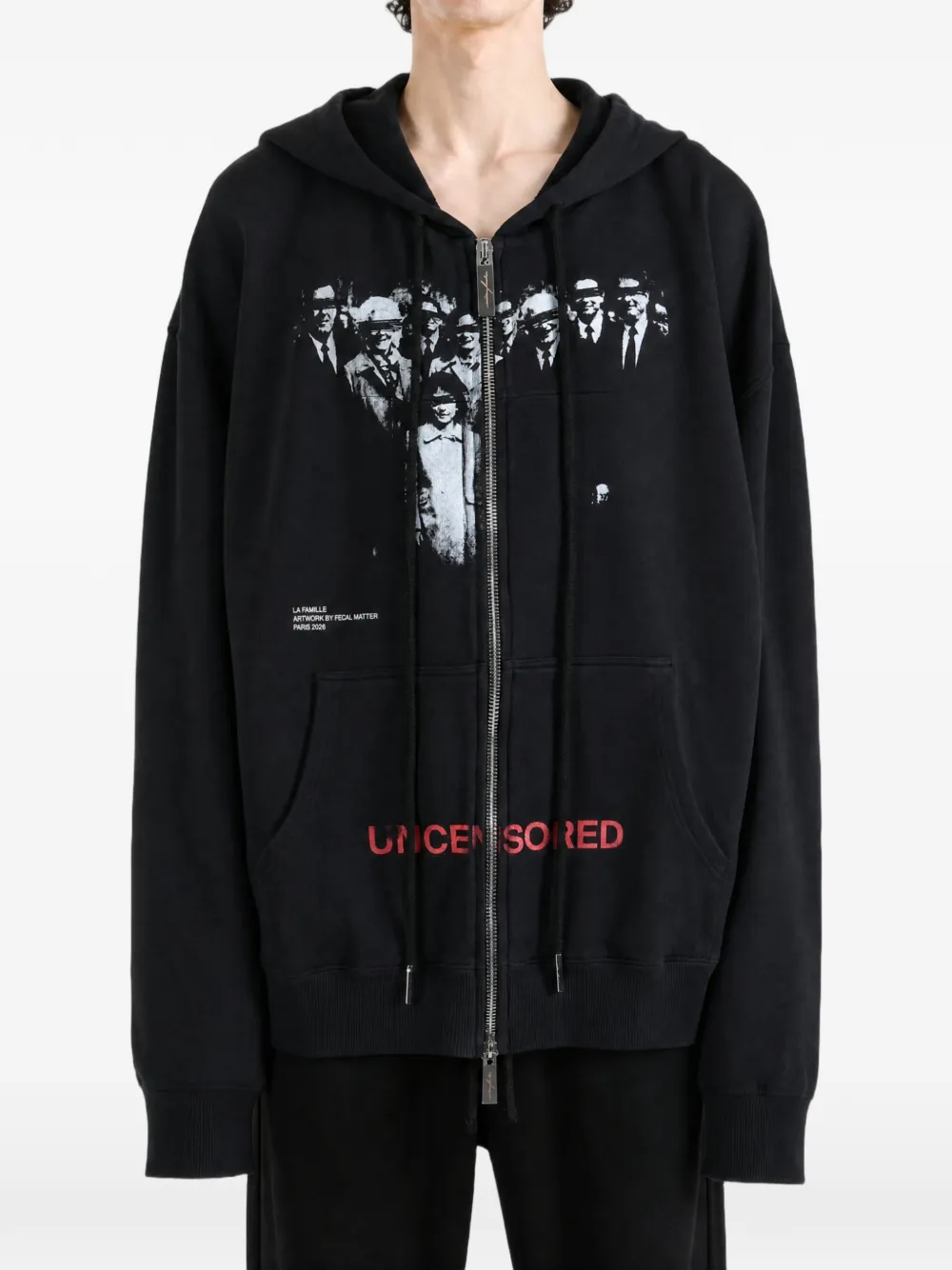 matieres fecales Family graphic-print zip-up hoodie - Nero