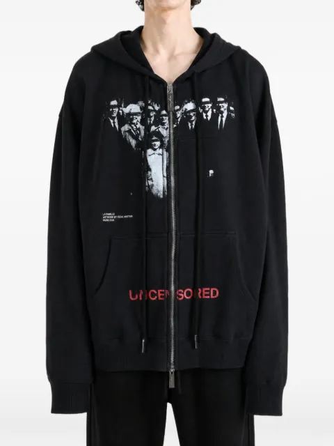 matieres fecales Family graphic-print zip-up hoodie