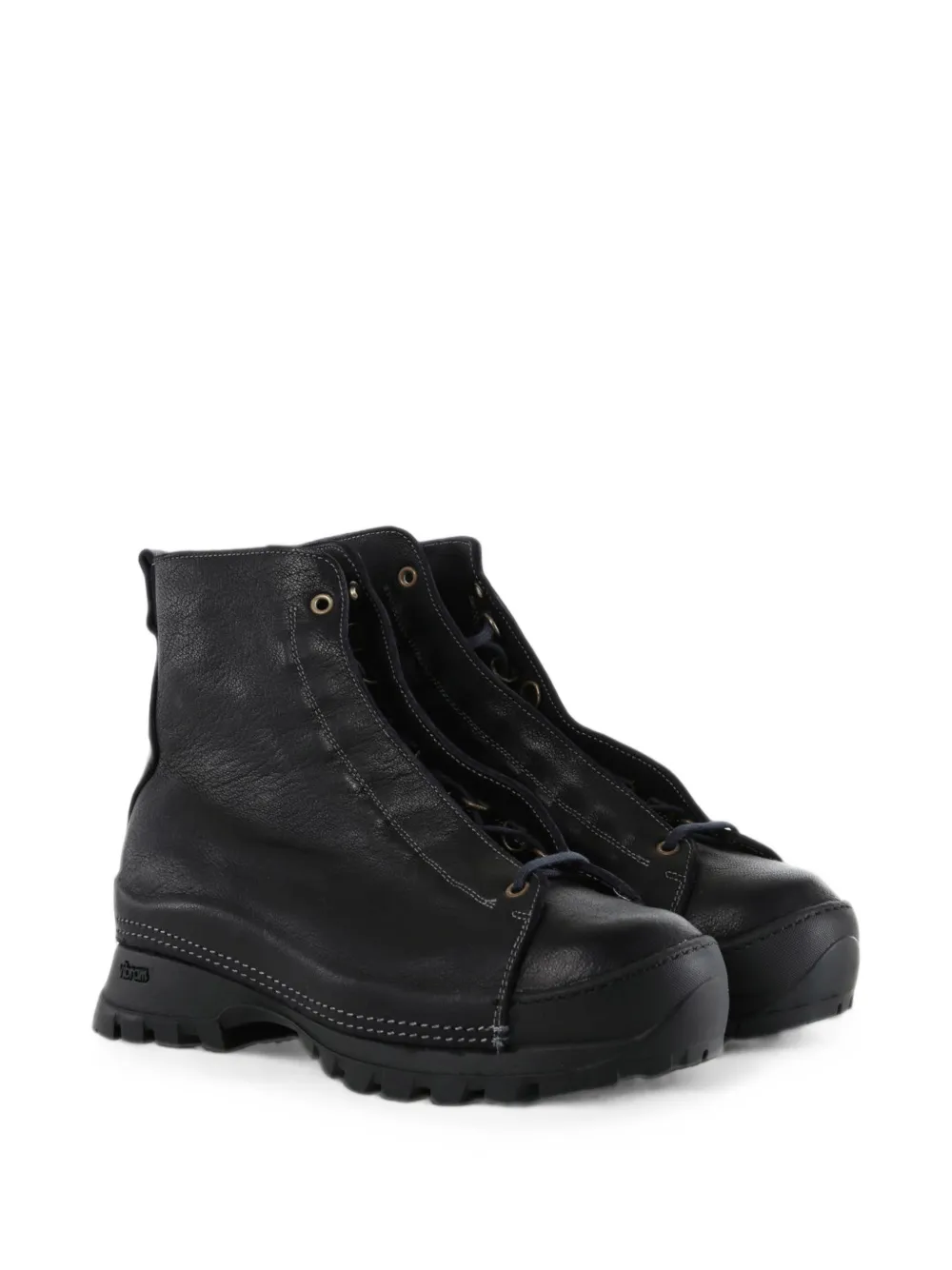 Guidi lace-up leather combat boots Zwart