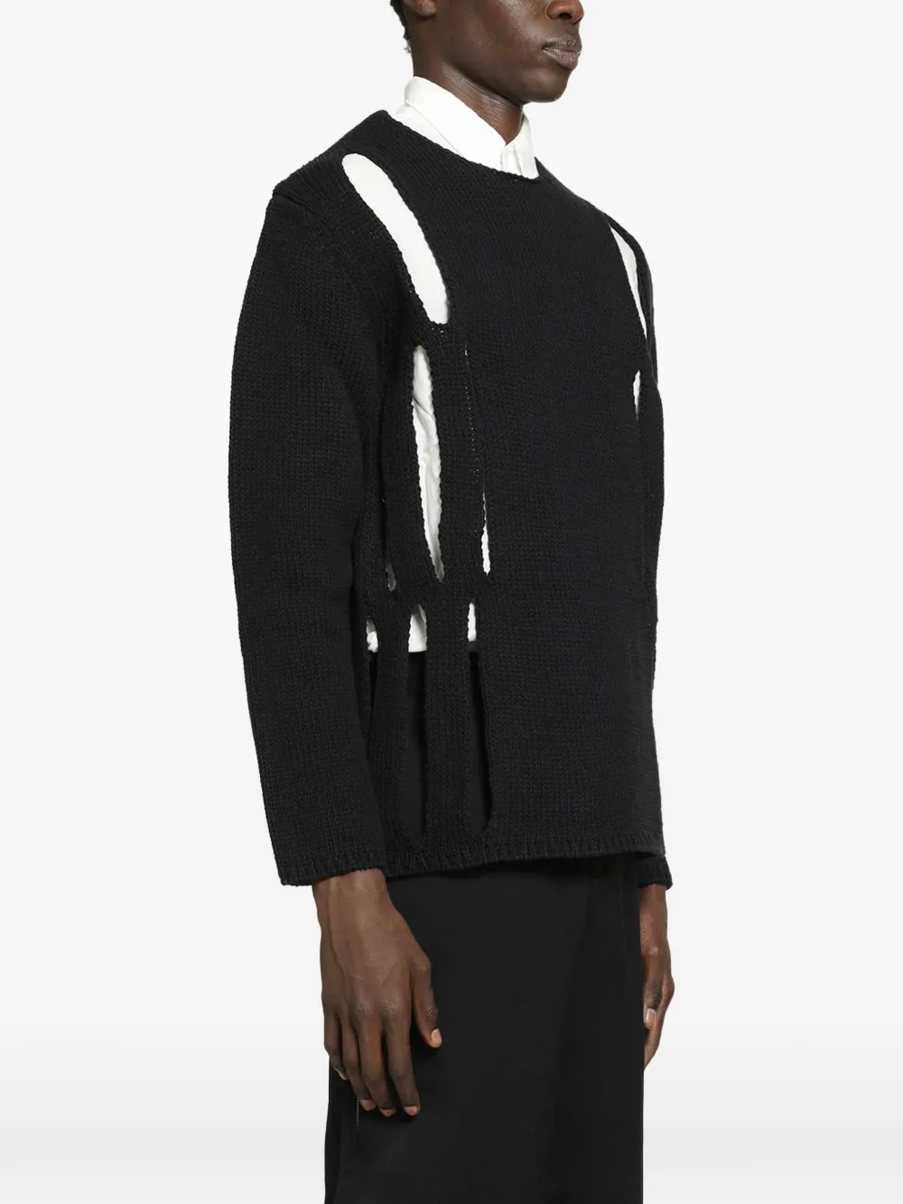 Comme des Garçons Homme Plus Gebreide trui met uitgesneden details Zwart