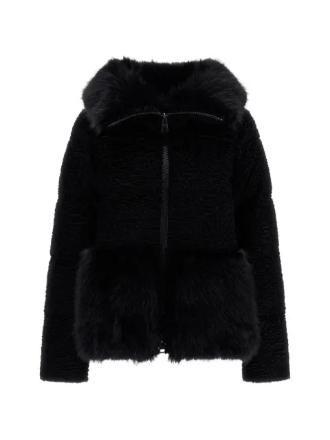 Herno astrakhan-effect faux-fur jacket