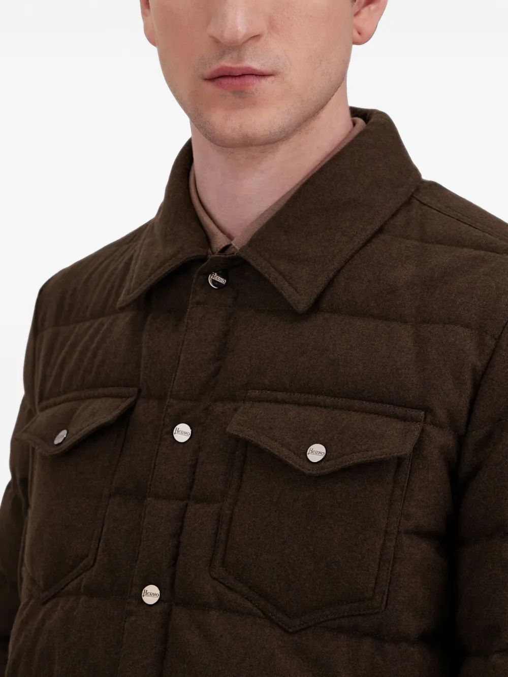 Herno La Camicia striped-quilted jacket Bruin