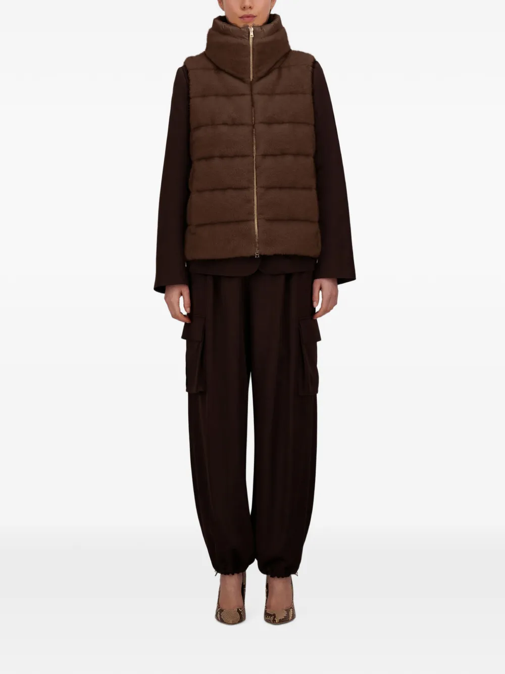 Herno reversible faux-fur gilet Bruin