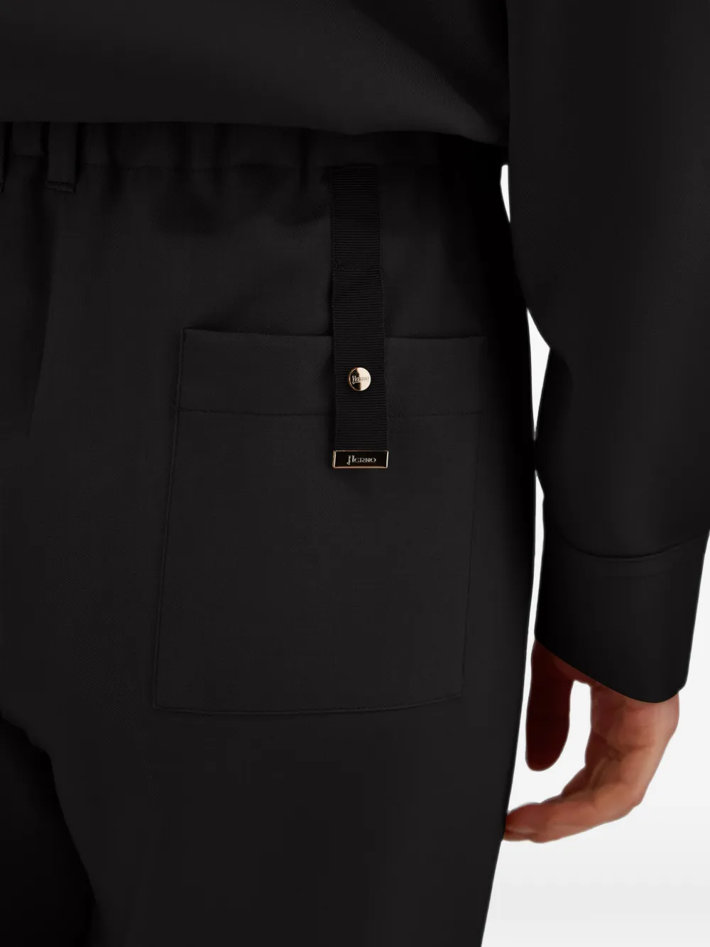 Herno Geplooide twill pantalon Zwart