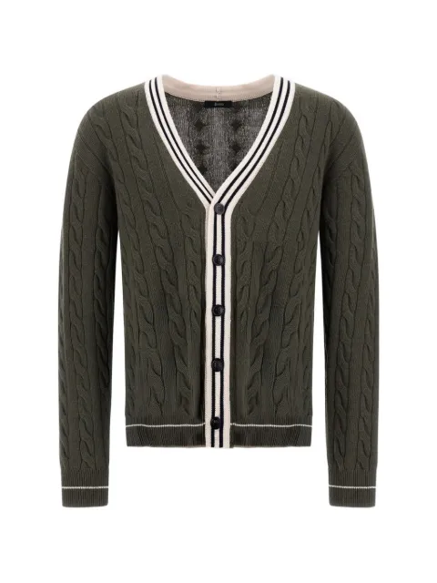 Herno cable-knit striped-trim cardigan
