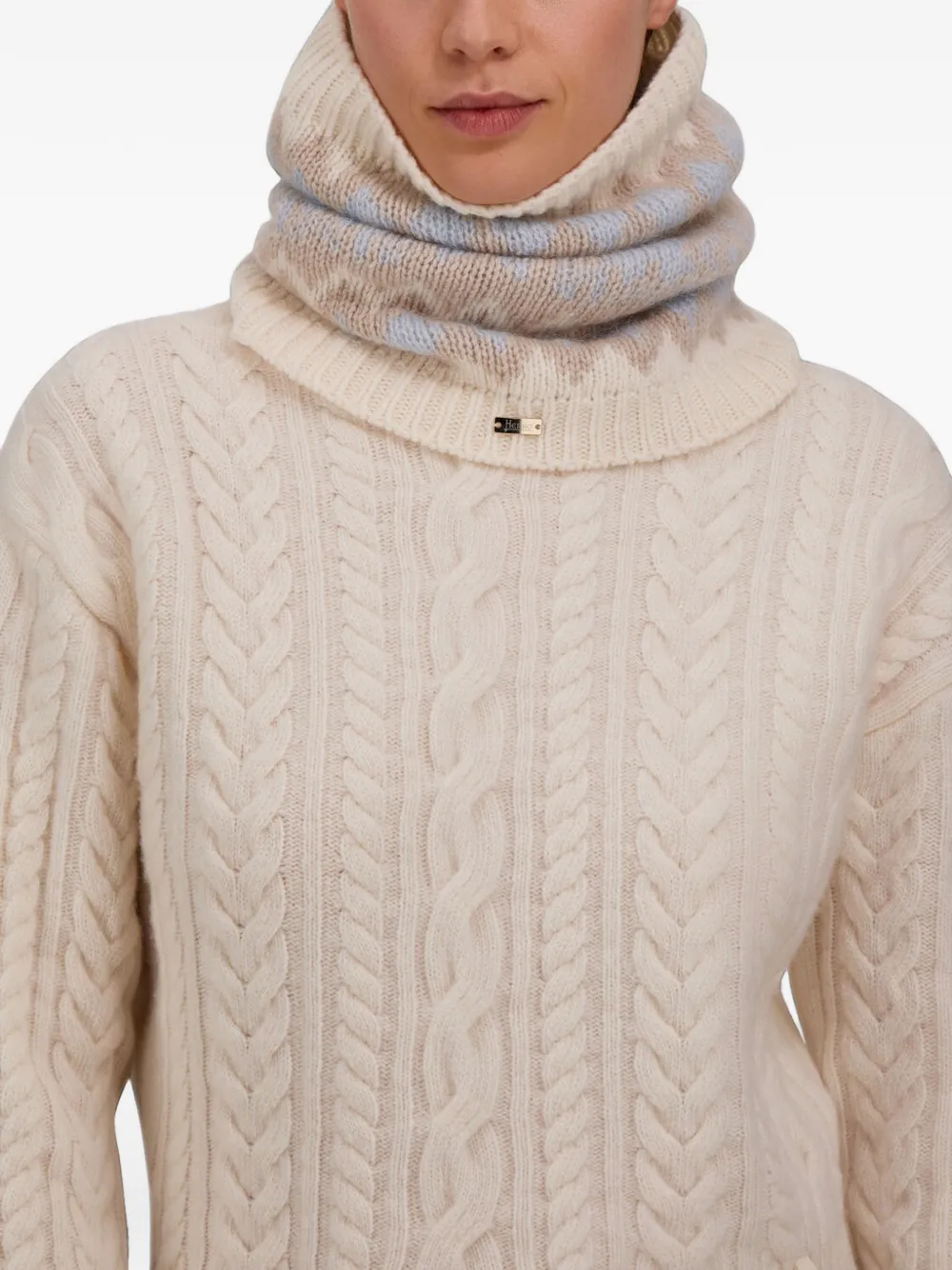 Herno Fair Isle gebreide colsjaal Wit