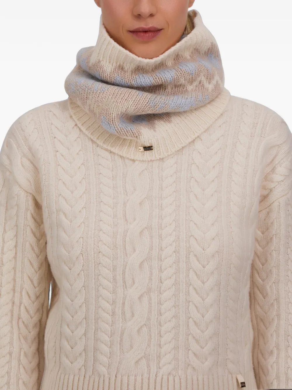 Herno Fair Isle gebreide colsjaal Wit