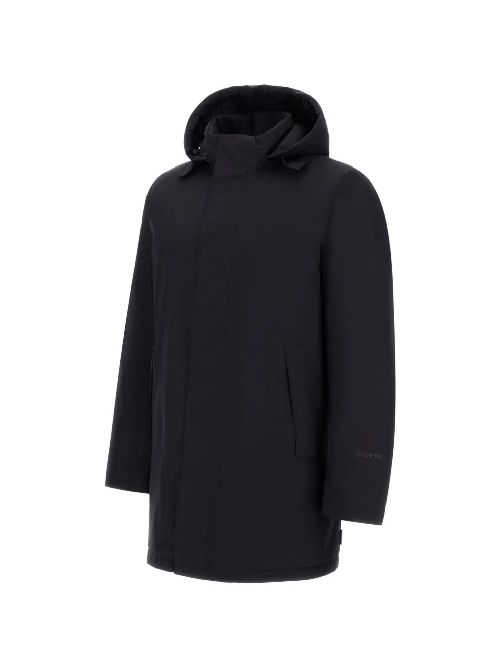 Herno Gore-Tex jas met capuchon en enkele rij knopen Zwart