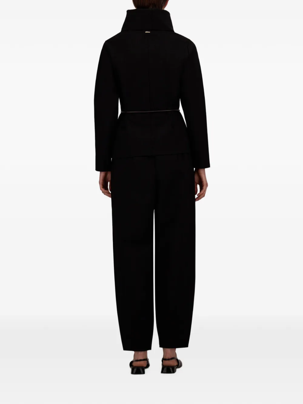 Herno Hoodie met ceintuur en hoge hals Zwart