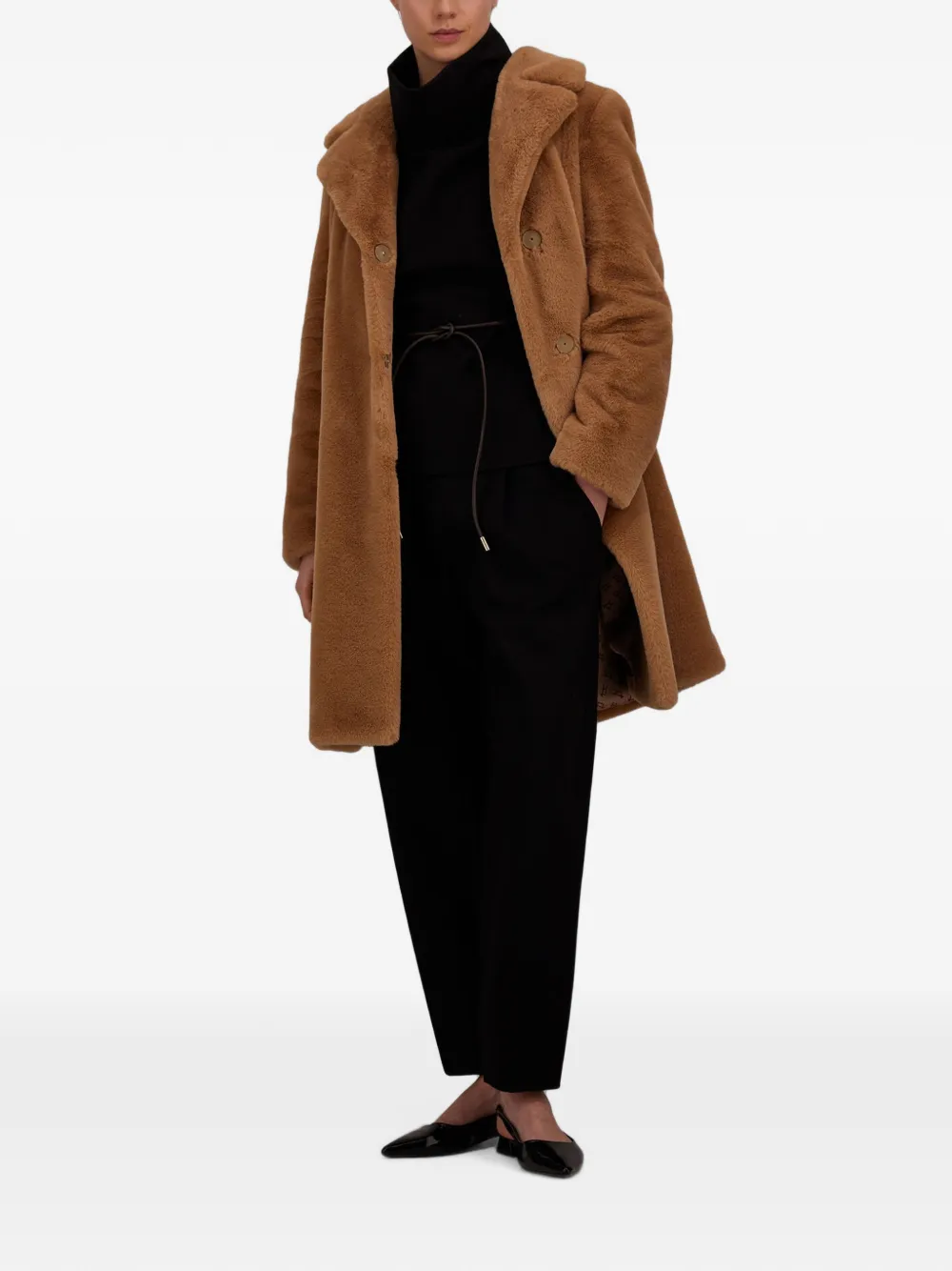 Herno Hoodie met ceintuur en hoge hals Zwart