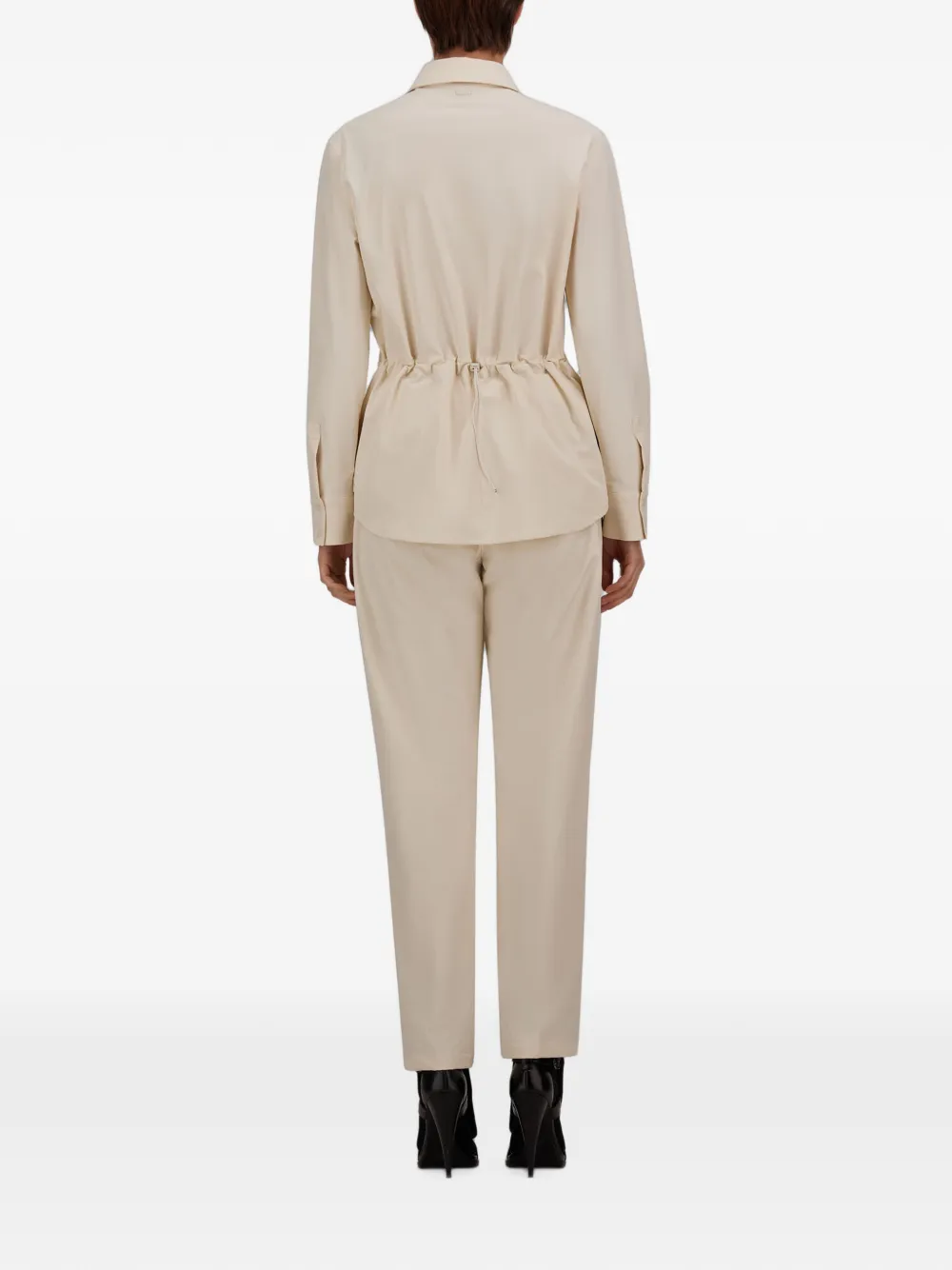 Herno Broek met rechte pijpen en trekkoordtaille Beige