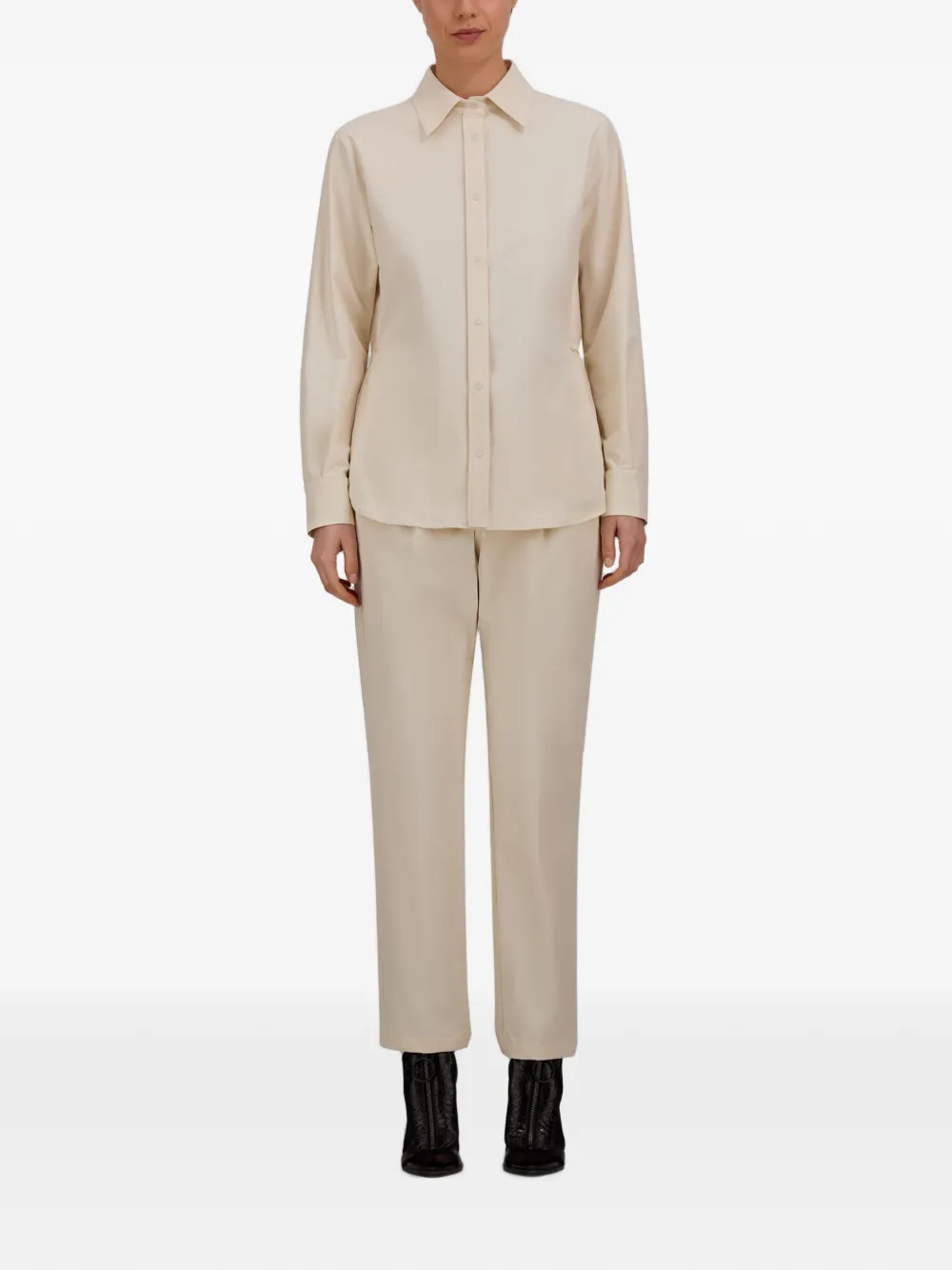 Herno Broek met rechte pijpen en trekkoordtaille Beige