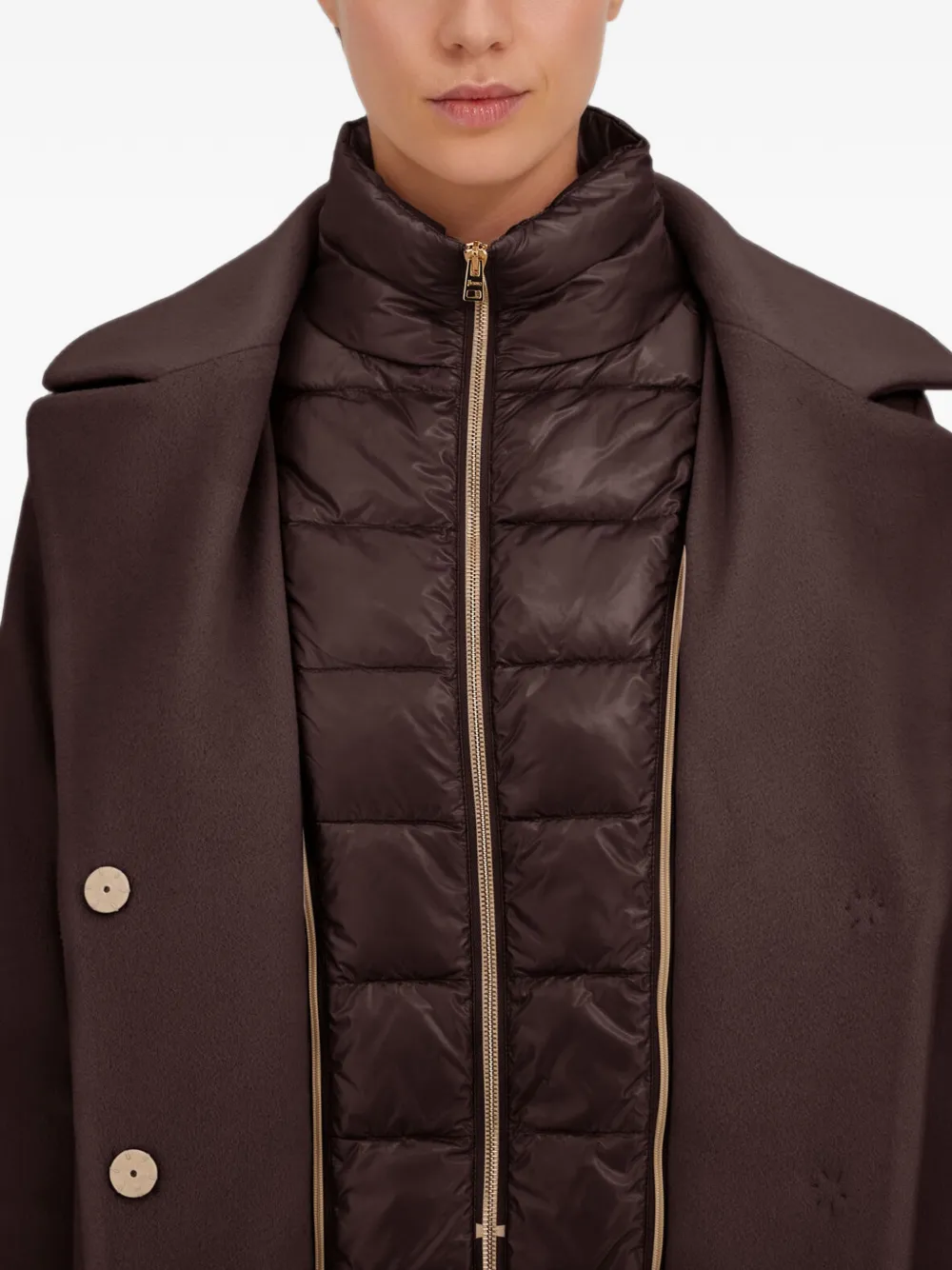 Herno Wollen jas met Nylon Ultralight-borststuk Bruin