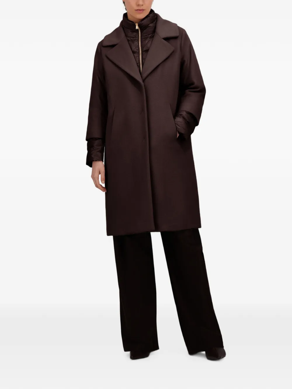 Herno Wollen jas met Nylon Ultralight-borststuk Bruin