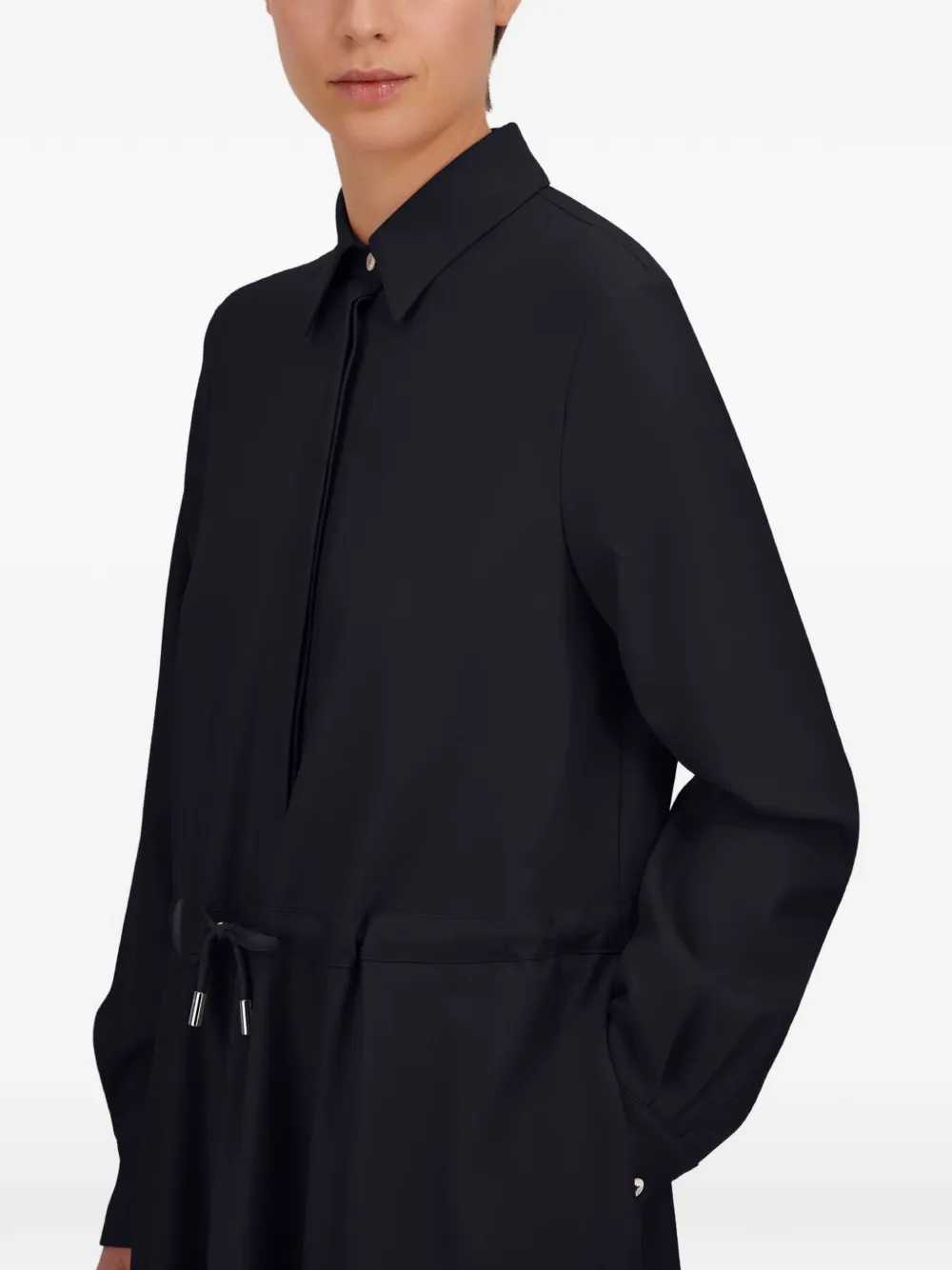 Herno Gabardine maxi-jurk met trekkoord in de taille Blauw