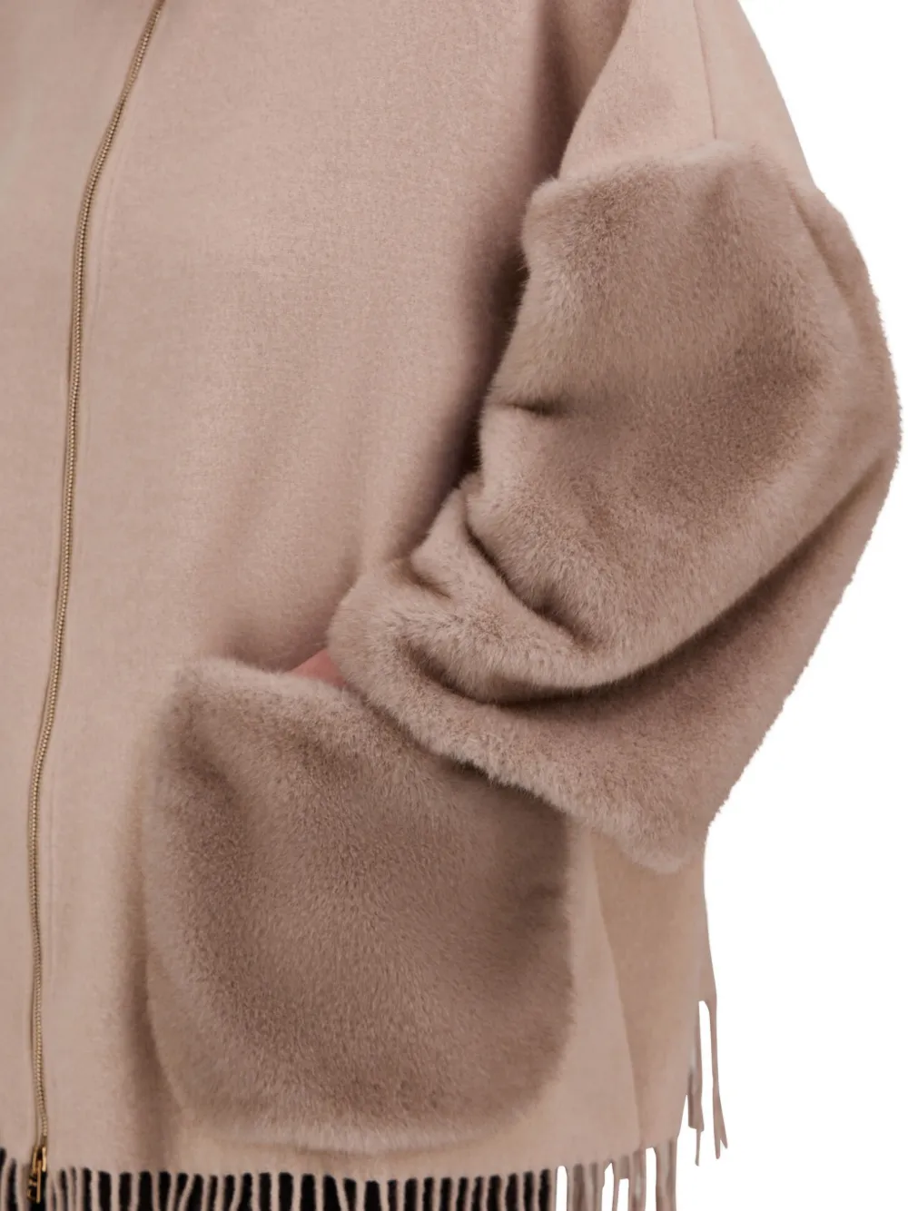 Herno fringed poncho Beige
