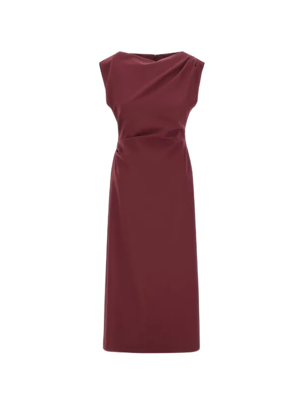 Herno Draped Midi Dress in Red