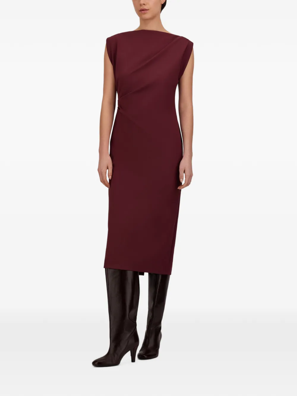 Herno Gedrapeerde midi-jurk Rood